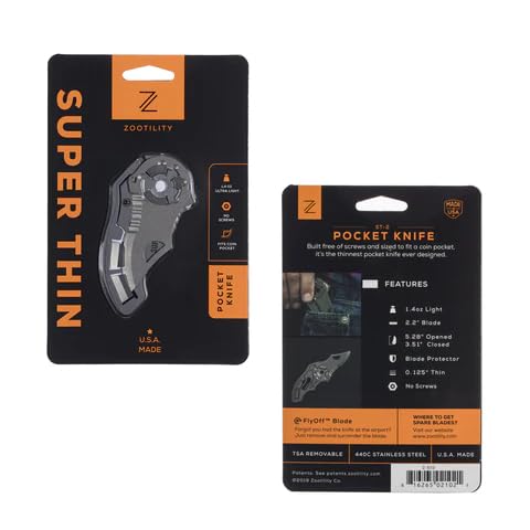 Zootility Tools, ST-2 Folding Pocket Knife, Stainless Steel Bottle Opener