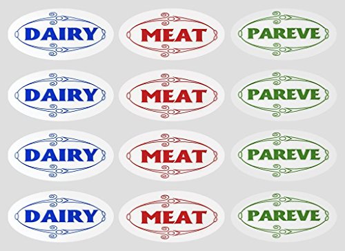 The Kosher Cook Assorted Meat Dairy Pareve Sticker Labels