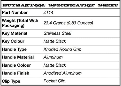 Zak Tool ZT14 Aluminum Key – Black