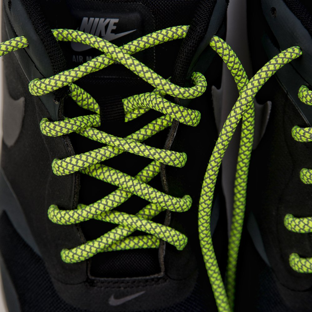 Reflective Fluorescent Drawstring 51" Long 2-Pack Use in Hoodies, Sweatpants, Shoe Laces, Tote Bags & More Green