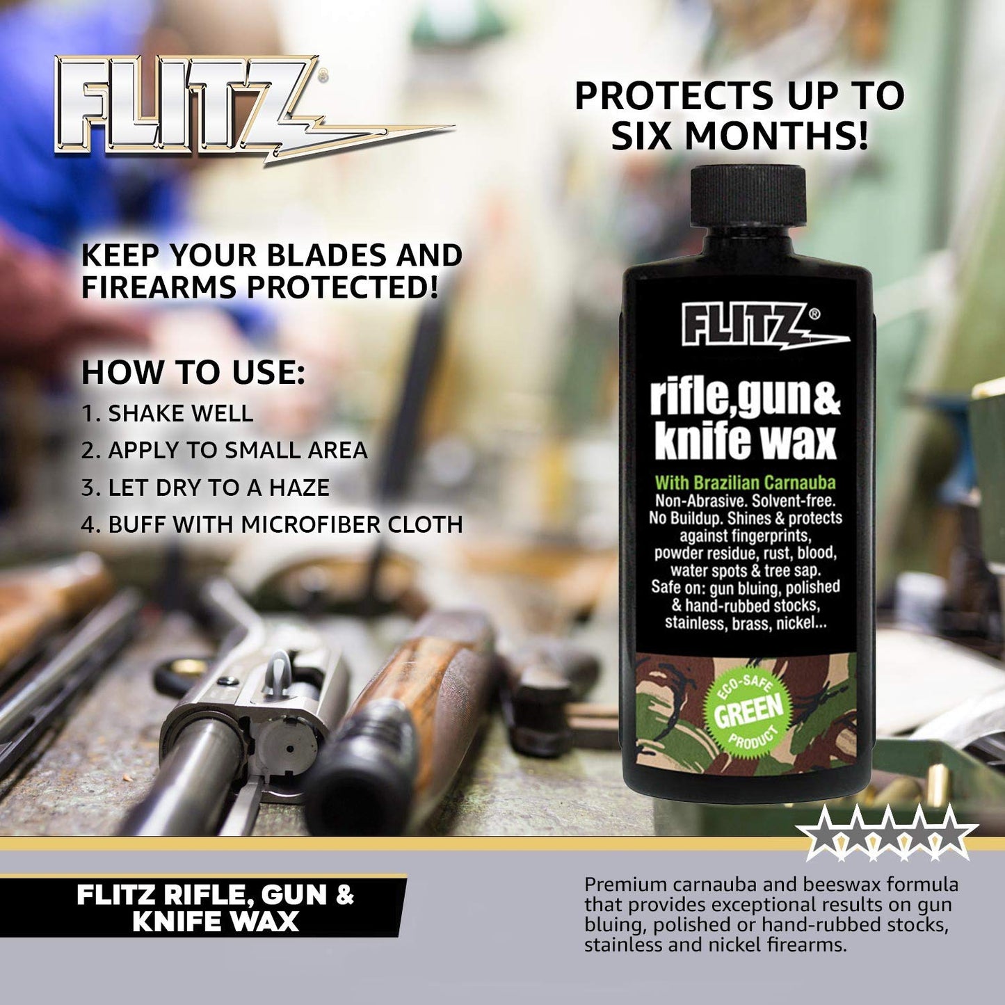 Flitz Off White Rifle and Gun Waxx, Bottle