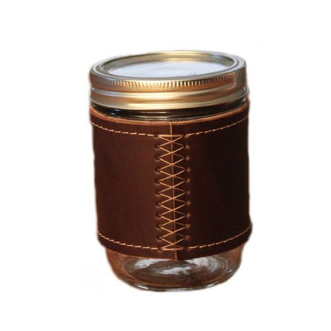 Holdster Leather Canning Jar Travel Mug 16oz. (Mason Jar Included) Stitch Without Handle - The Perfect Drinking Vessel - Made in the USA