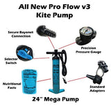 PKS Pro Flow V3 MEGA Kite Pump 24" for Kiteboarding SUP