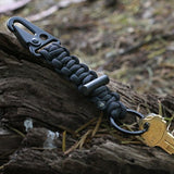 Bomber para Cord Carabiner Survival Keychain, Black